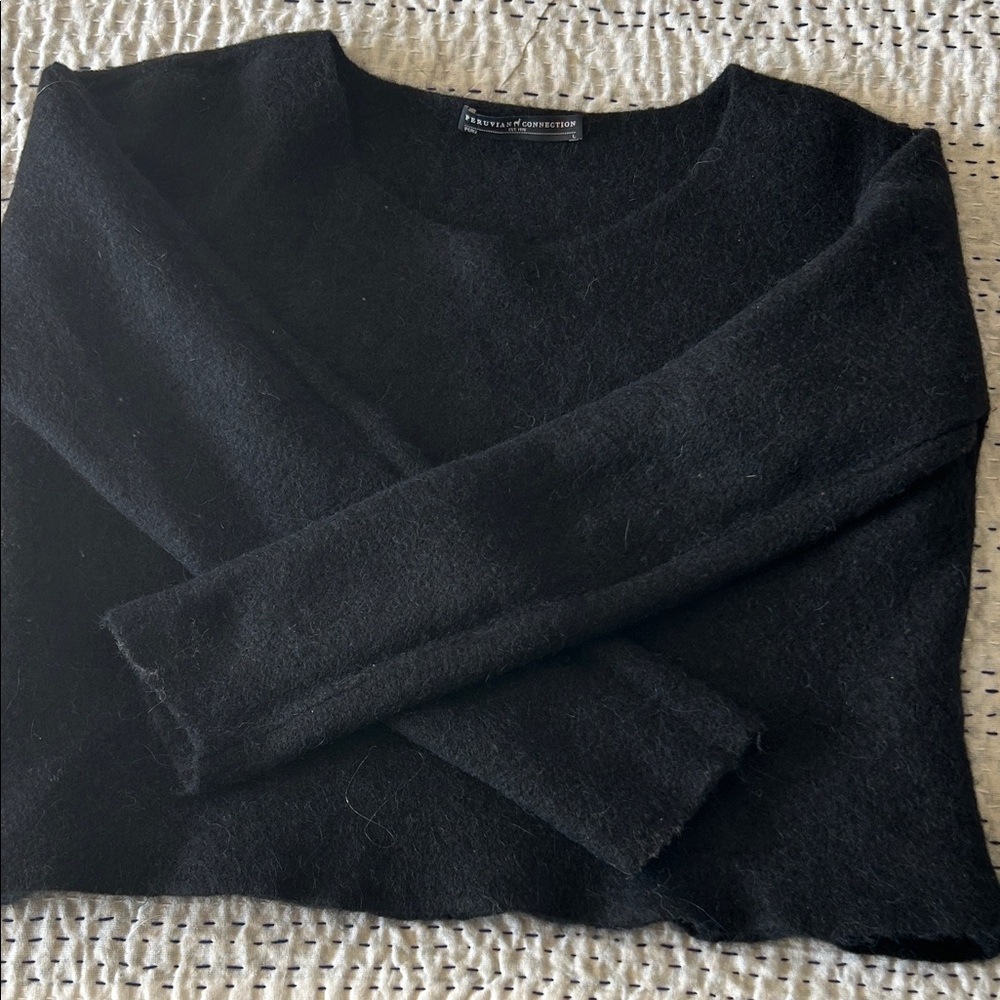 Peruvian connection cropped sweater in fluffiest soft alpaca